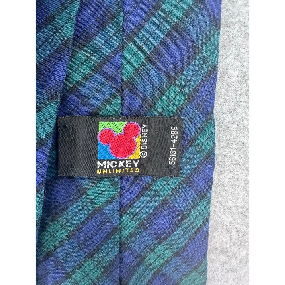 Vintage Disney Mickey Unlimited Green & Blue Plaid Tie Micky Mouse Golfing 90s - Picture 4 of 7